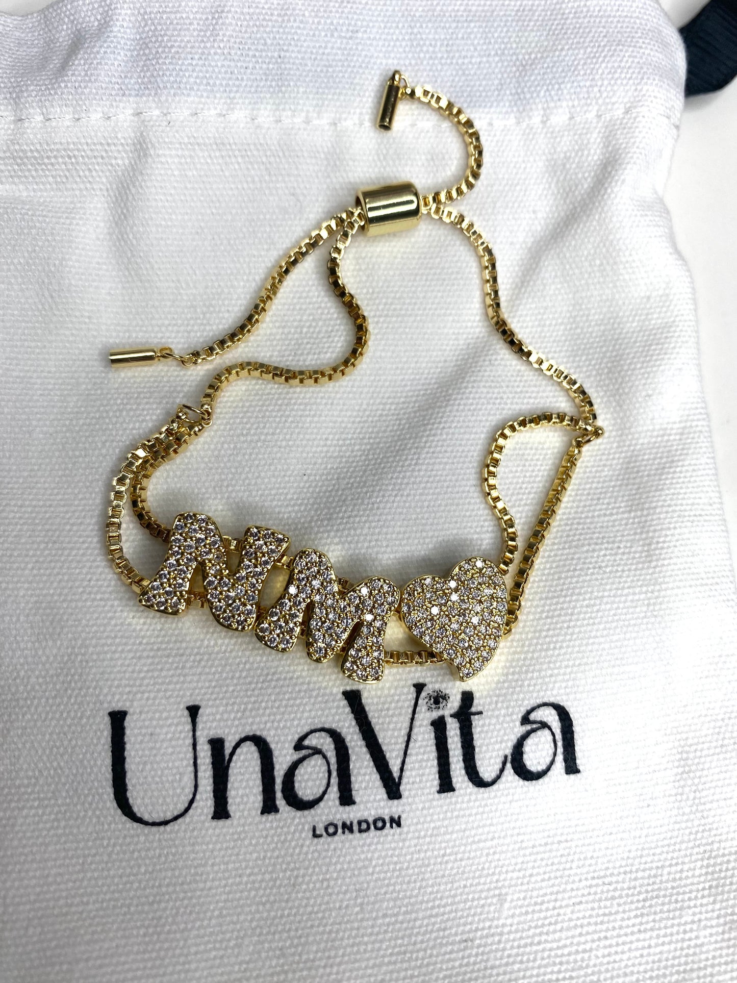 Italic Diamond Initial Letter bracelet  - GOLD