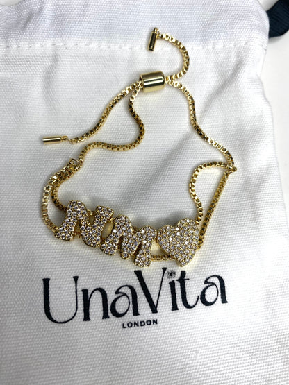 Italic Diamond Initial Letter bracelet  - GOLD