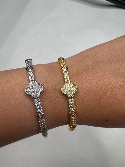 Diamond flower bangle