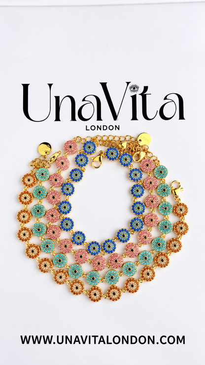 Circle Evil Eye Tennis Bracelet - 3 options