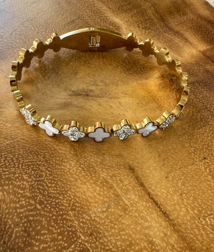 White Diamond Flower Clip Bangle