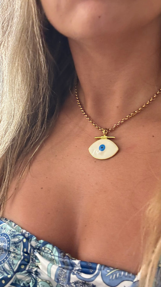 Fusion White Evil Eye Necklace