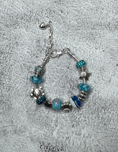 Silver & Blue Charm Bracelet