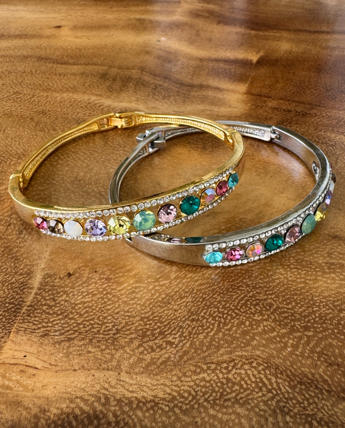 Rainbow Diamond Bangles - Gold or Silver