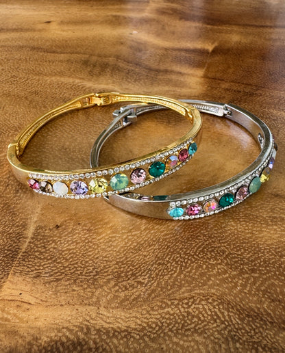 Rainbow Diamond Bangles - Gold or Silver