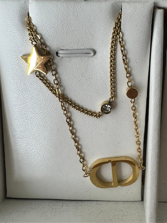 Double chain necklace - gold & silver