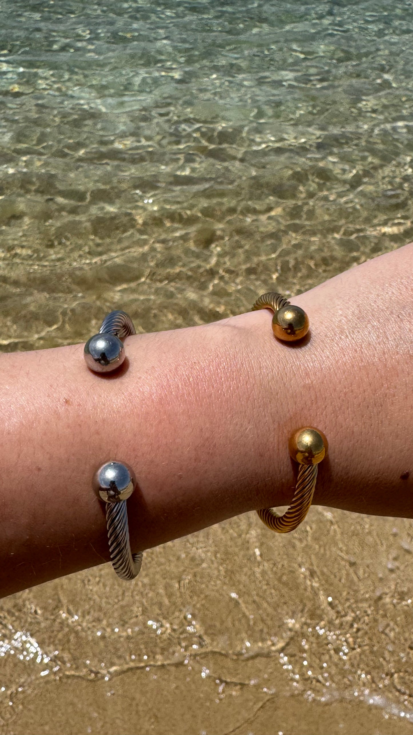 Silver or Gold Cuffed Bangle