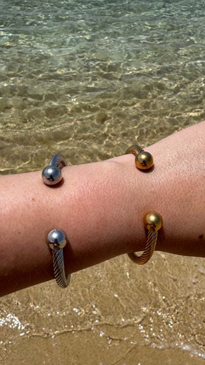 Silver or Gold Cuffed Bangle