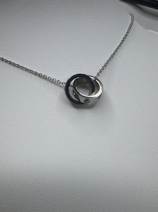 Diamond circle necklace - silver