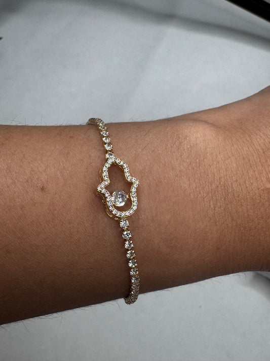 3D hamsa bracelet - gold