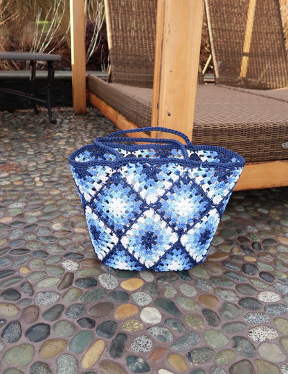 Crochet Tote Bag - Blue