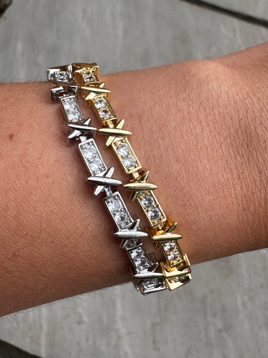 Diamond Cross Bracelet - Gold or Silver