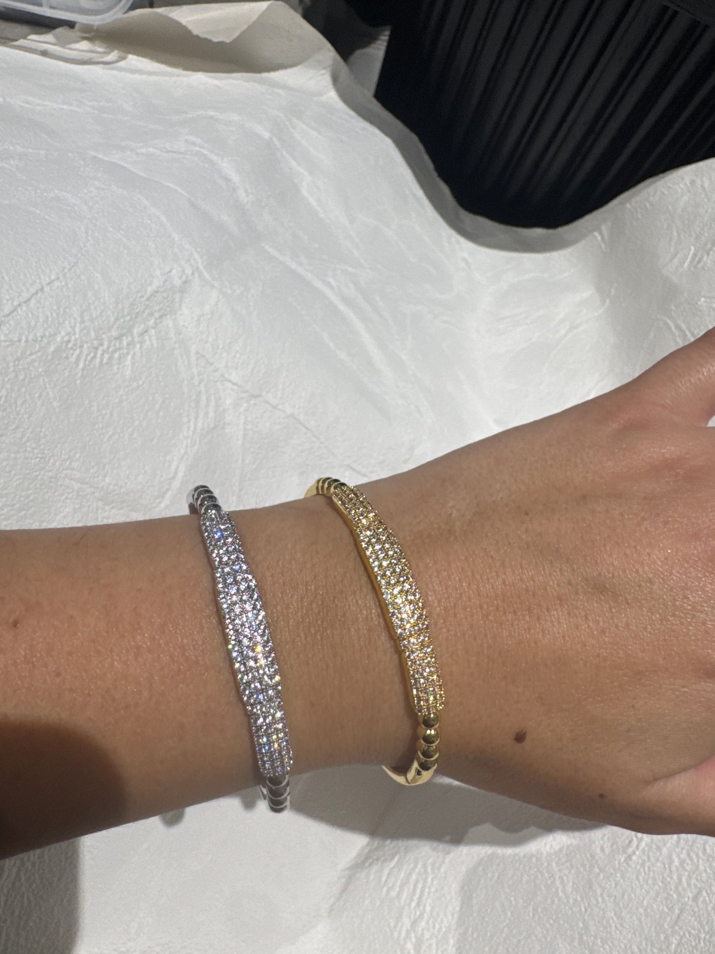 Bubble Diamond Bangle - Gold or Silver