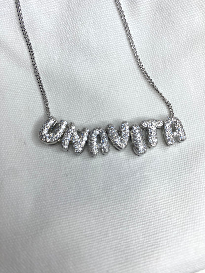Mini Diamond Initial Letter Necklace - SILVER (4 letters included)
