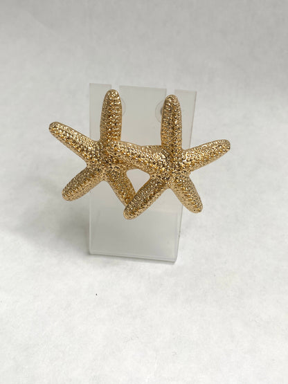 Large Gold Starfish Earrings