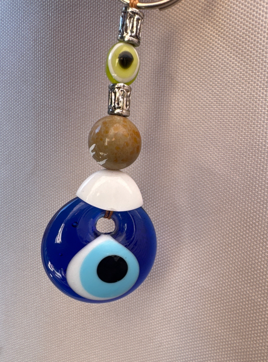 Evil eye marble keyring