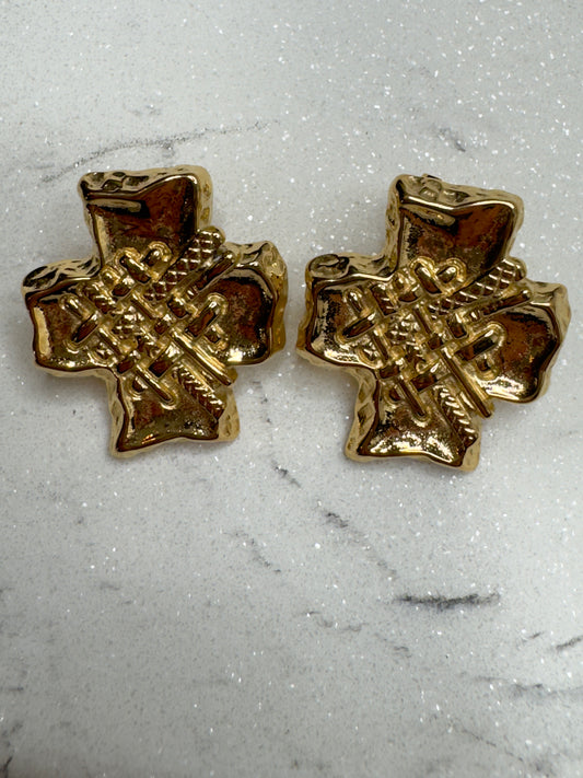 Vintage Gold Cross Studs