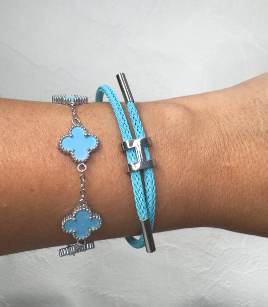 Baby Blue & Silver Bracelet stack