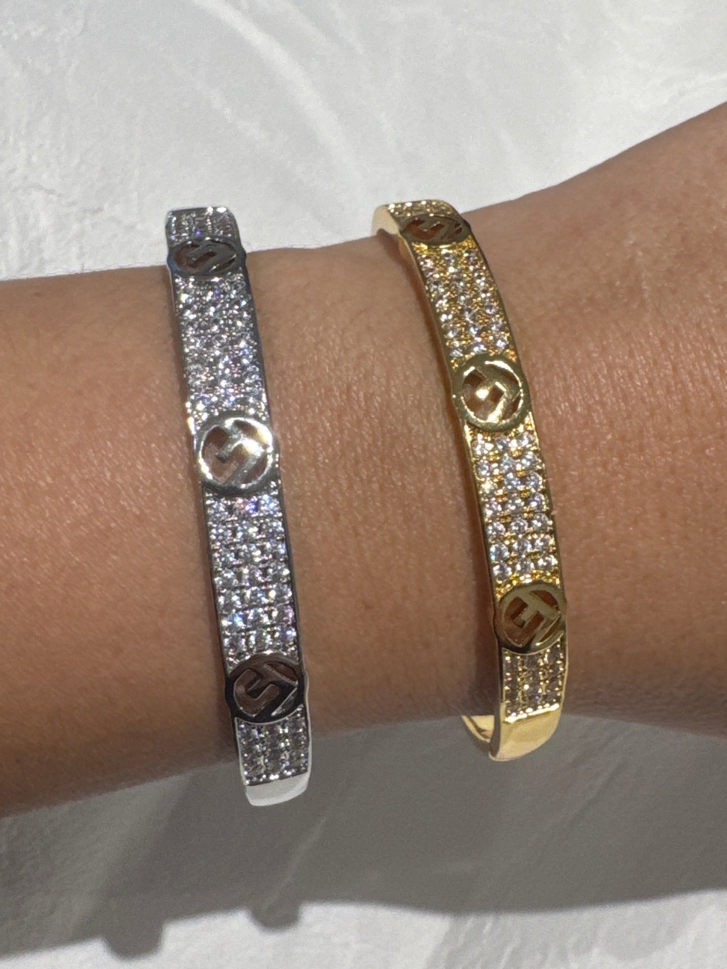 Fefe Diamond Bangle - Gold or Silver