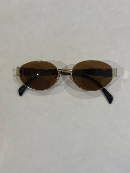 Oval round sunglasses (tan & gold)