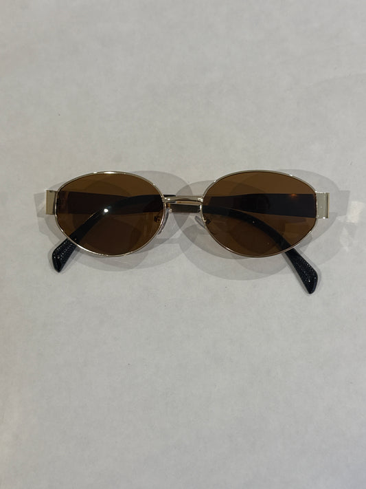 Oval round sunglasses (tan & gold)