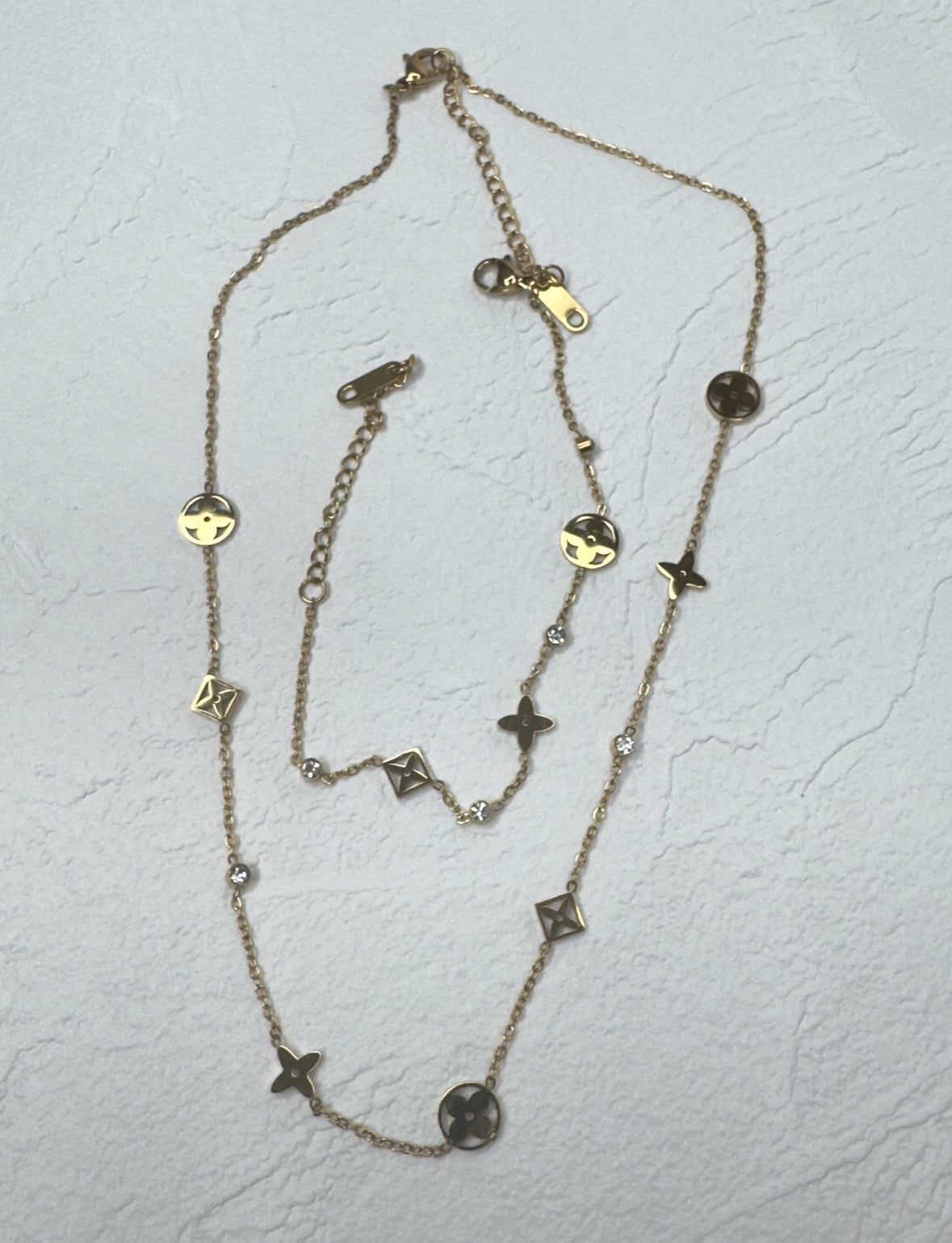 Mini Flower Diamond Stone Gold Set