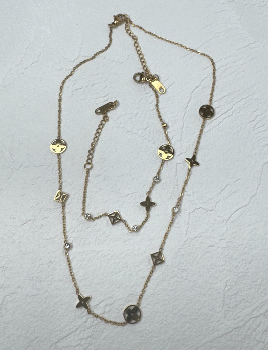 Mini Flower Diamond Stone Gold Set