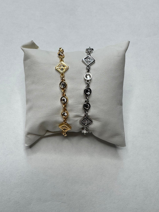 Diamond Baguette Bracelet - Gold or Silver
