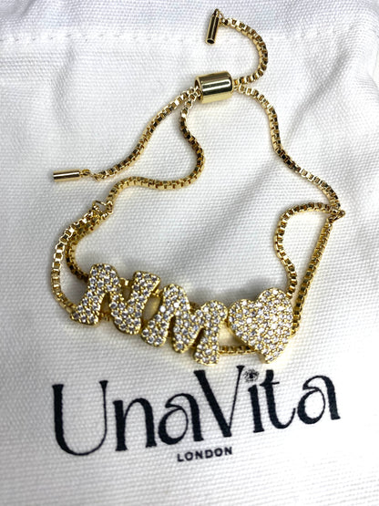 Italic Diamond Initial Letter bracelet  - GOLD