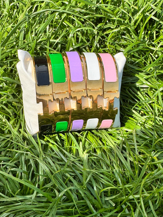 Gold H Thick Bangle