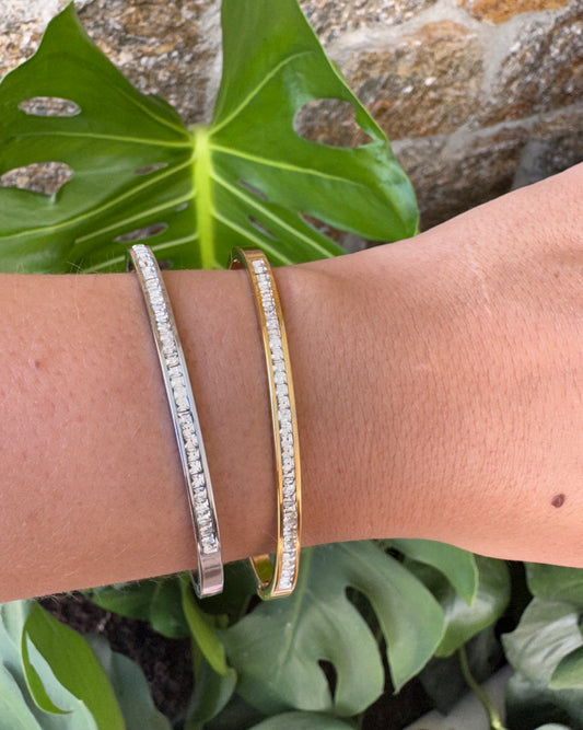 Thin Diamond Bangle - Gold or Silver