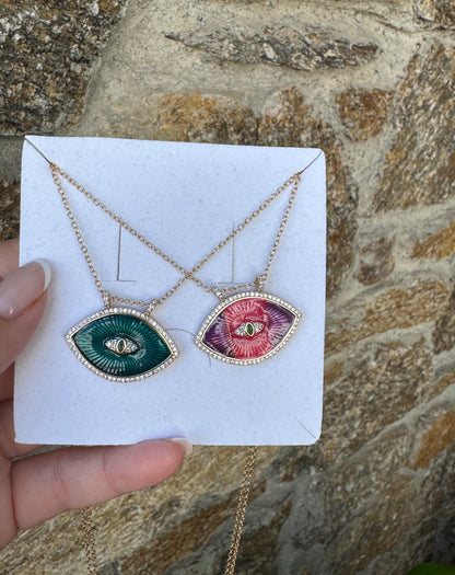 Evil Eye Necklace - Pink or Green