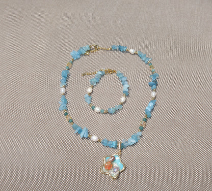 Mother of Pearl Starfish set Blue Set