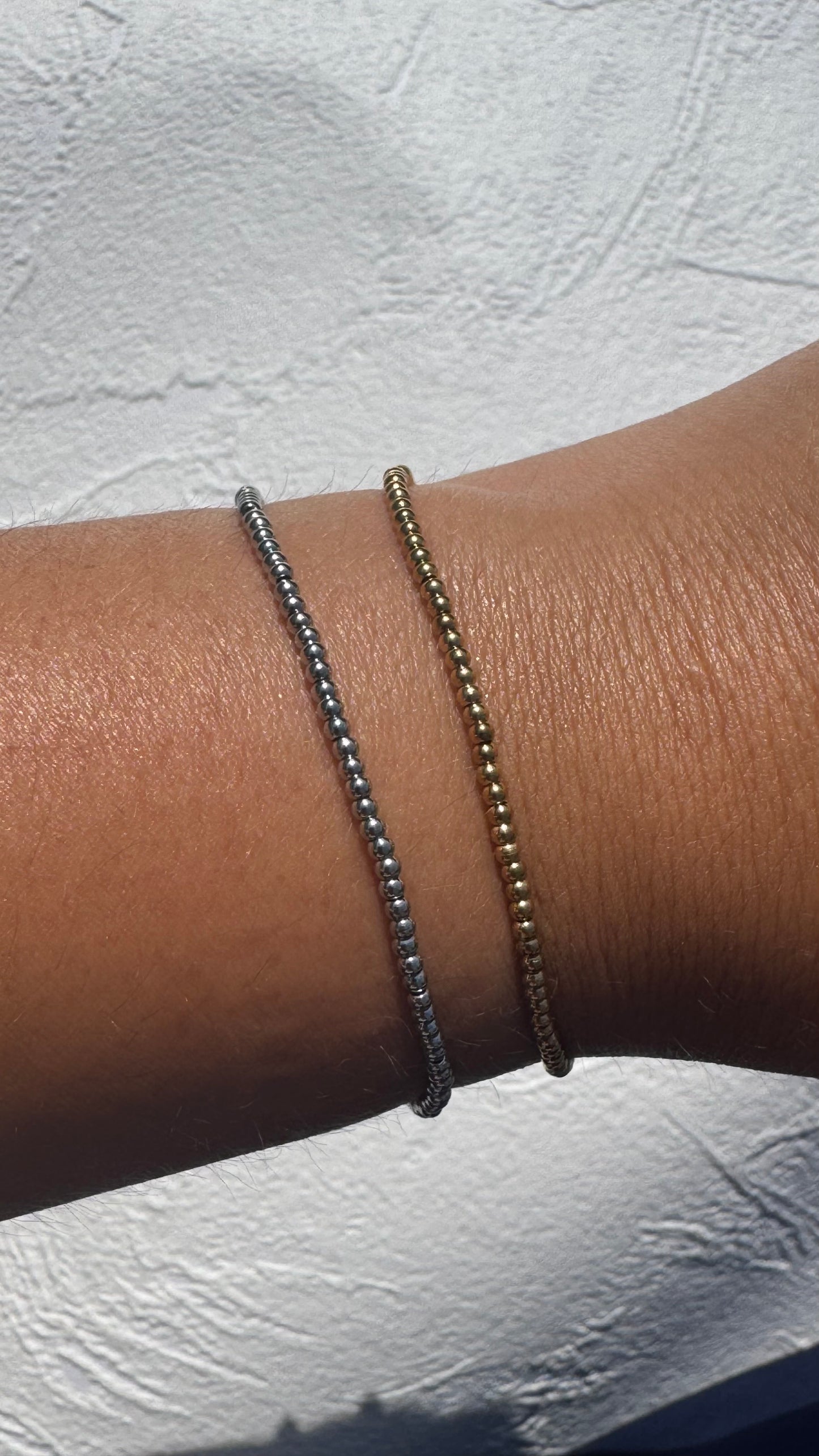 Thin beaded elasticated bracelets