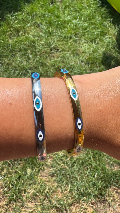 Evil Eye Bangle - Gold or Silver