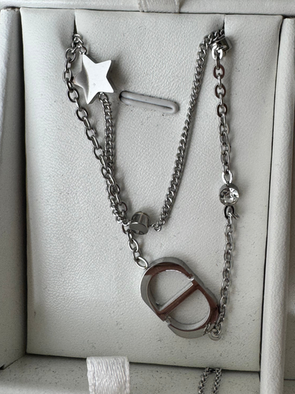 Double chain necklace - gold & silver