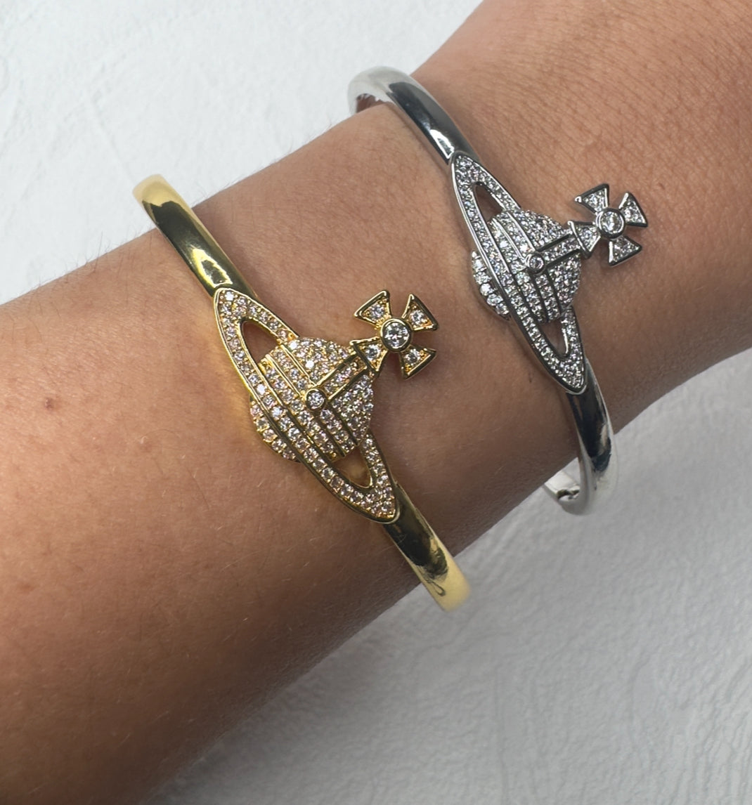 Diamond Space Bangle - Silver or Gold