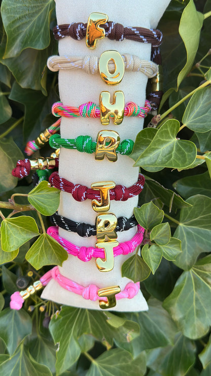 Initial Rope Bracelet - Various colours