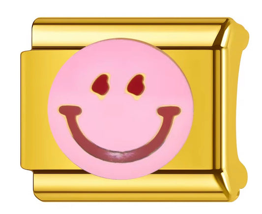 PINK & RED SMILEY FACE - GOLD