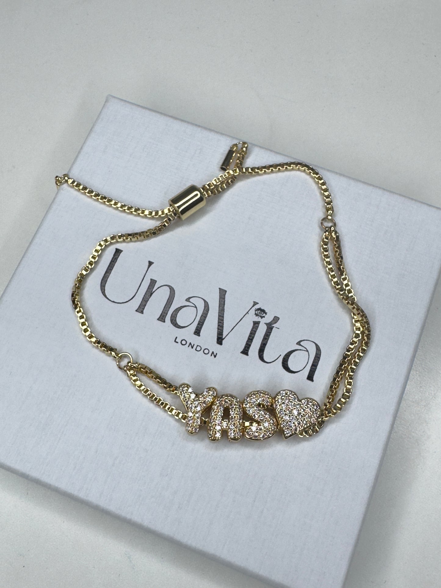 Mini Diamond Initial Letter bracelet  - GOLD