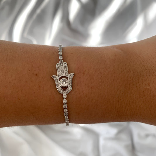 Silver Hamsa Hand Bracelet