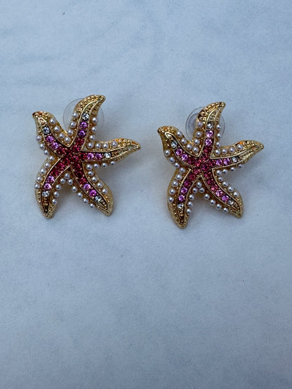 Pink Starfish Stud Earrings