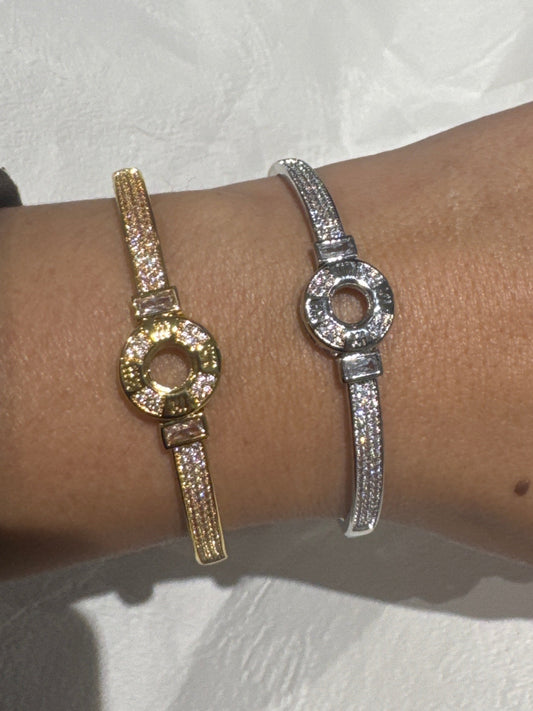 Clock Diamond Bangle - Gold or Silver