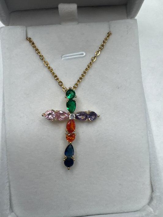 Rainbow cross necklace