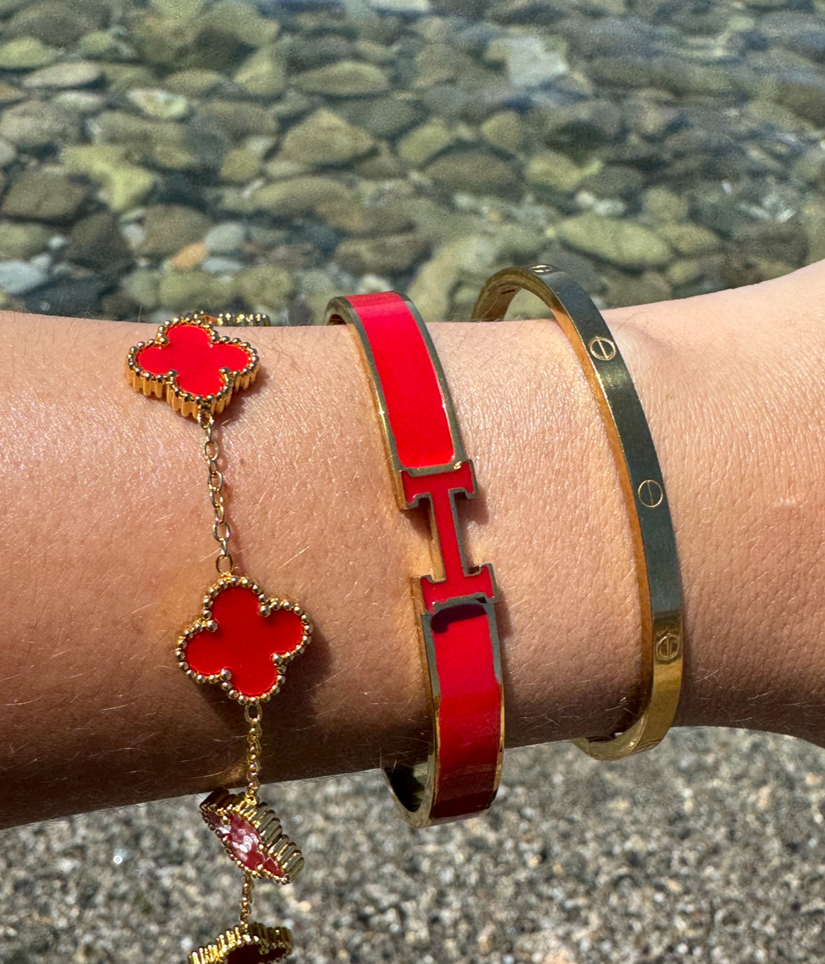 Cherry Red bracelet stack