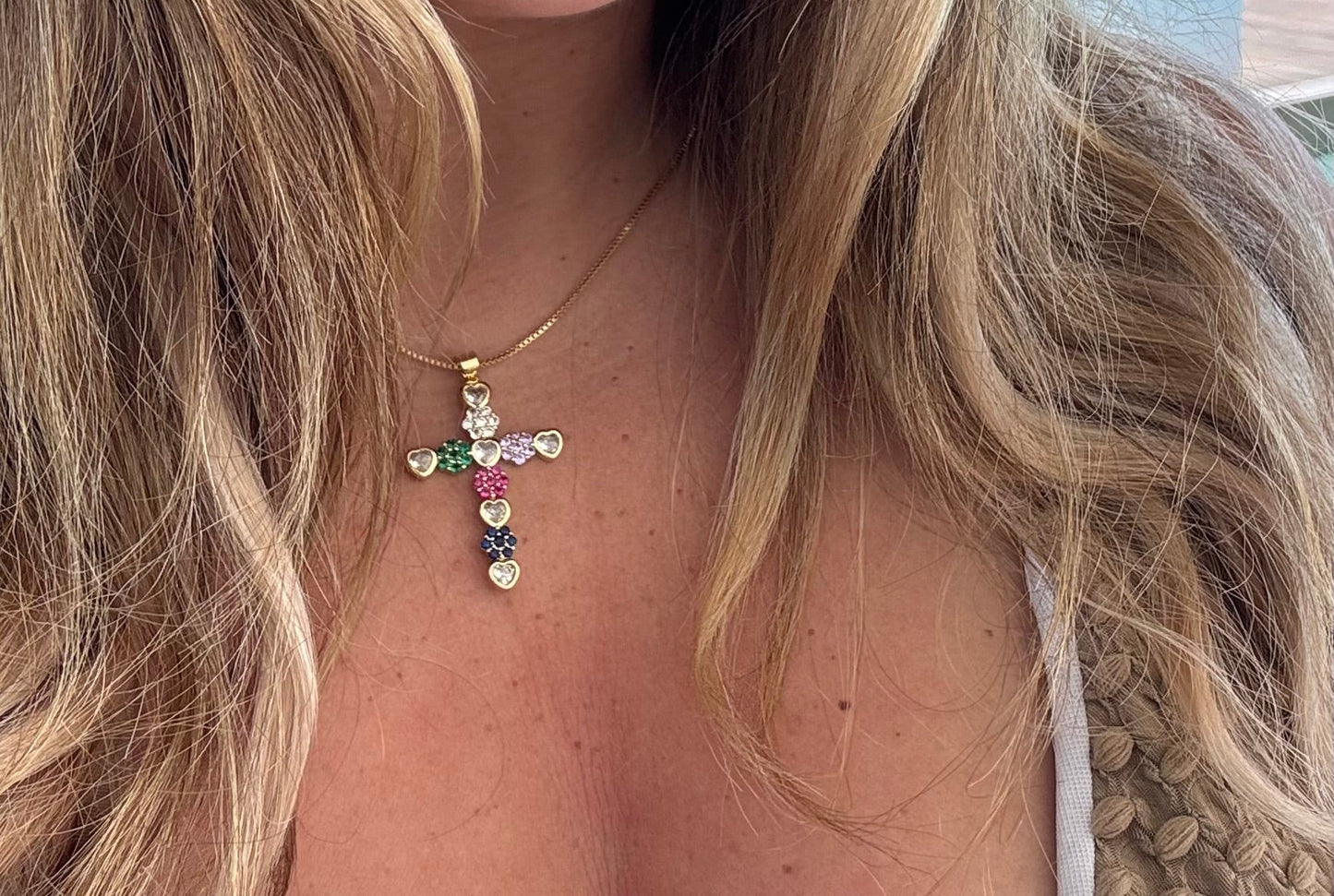 Flower Large Cross Necklace