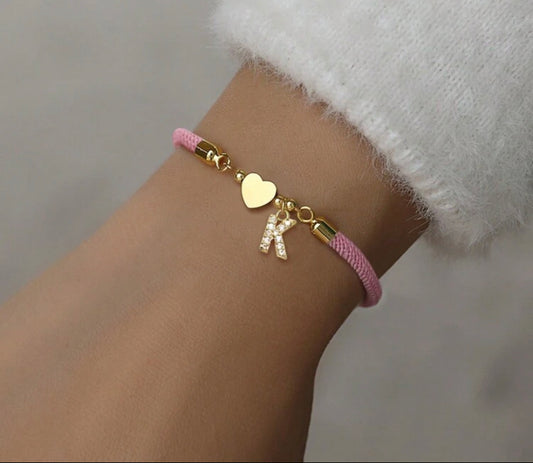 Bestie initial bracelet - Pink