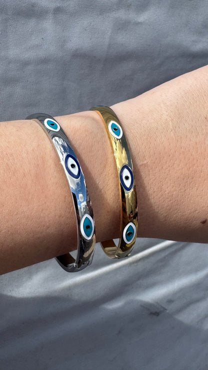 Evil Eye Bangle - Gold or Silver
