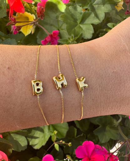 Mini bubble Initial Letter Bracelet - GOLD