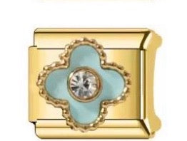 LEAF WITH DIAMONDS (VARIOUS COLOURS) - GOLD